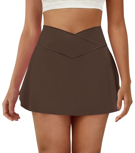 Saia feminina de tênis com bolsos, short cruzado para golfe, saia atlética com fenda lateral, mini s