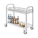 Hurrylying Carro de servicio de acero inoxidable 201 para especias, carrito de servicio con ruedas con 8 compartimentos, para restaurante y hotel, para camareros y personal de cocina