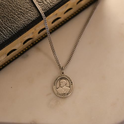 Saint Ignatius of Loyola Medal Necklace– Men's Sterling Silver Pendant on 24” Light Chain and Gift Box – Catholic Patron Saint of Soldiers, Catholic Religious Necklace - Made in USA3