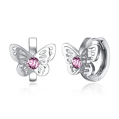 Sterling Silver Butterfly Hoop Earrings, Butterfly Gifts For Women Her Daughter #TOP12