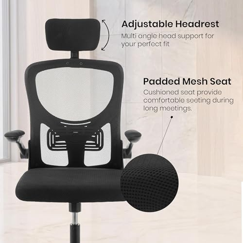 Image of Black | High Back Imported Mesh Fabric Boss Office Chair | Y Design Ergonomic Back Support | 2D Aero Design Adjustable Armrests | Synchro Tilt Lock Mechanism | Adjustable Lumbar