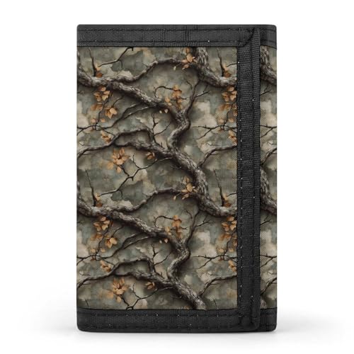 Green Camouflage Tree Print Wallet for Men, 8 Credit Card Holder Slim Minimalist Front Pocket Small Mens Bifold Wallets