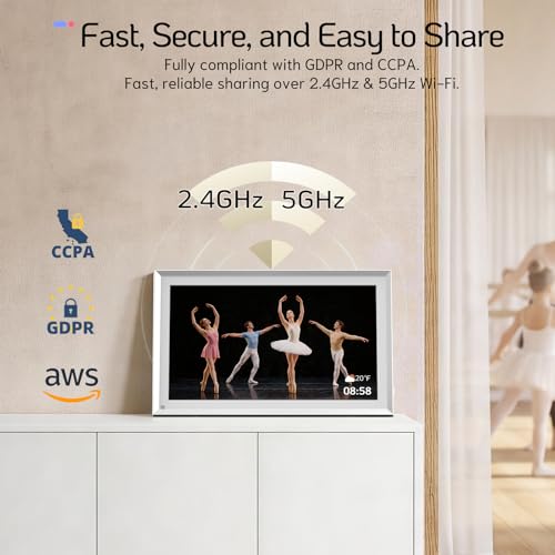 Image of NexFoto 15.6 inch Touchscreen Digital Picture Frame, 64GB Digital Photo Frame FHD WiFi, Add Pics from Google Photos, Upload Videos via App /USB, Gifts for Wedding /Mom /Grandpartents, Silver