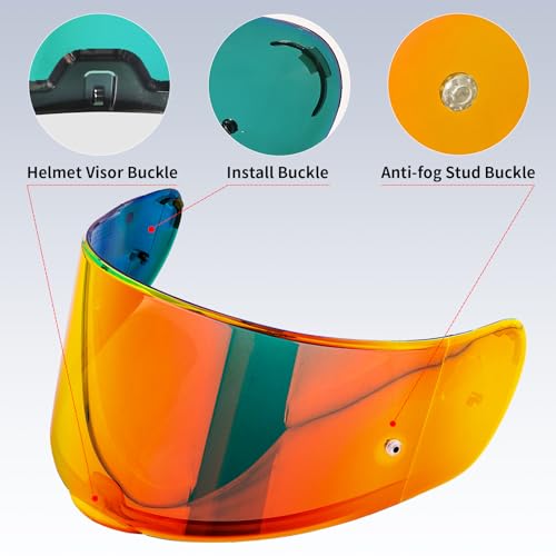 Visière de remplacement rouge chrome pour casques de moto FT2 VECTOR et Strada 3