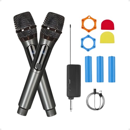 Microfone Dinâmico Duplo UHF Sem Fio, Profissional, Ideal para Festas, Eventos, Karaokê, Palestras e