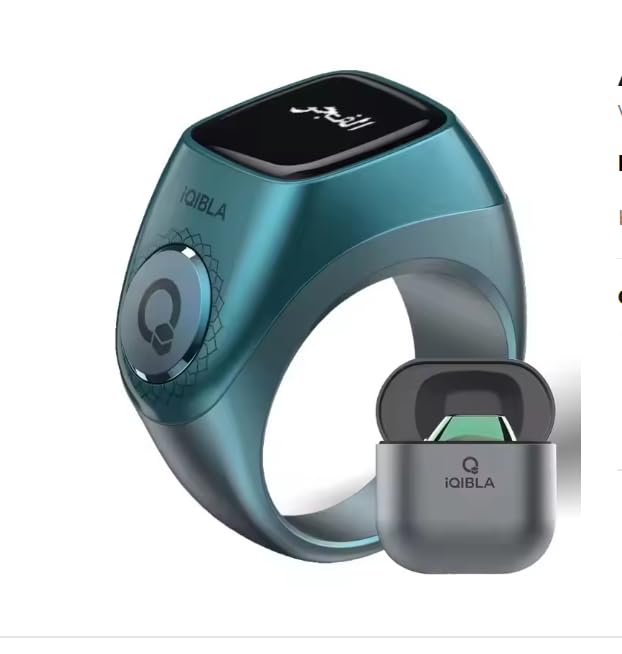 Smart Zikr Flex Pro Aluminum Alloy Smart Ring for Muslim Tasbih Counter Digital Tasbeeh IP67 Waterproof 3 Sizes Compatible Color Blue.