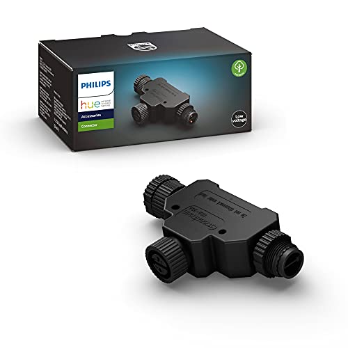 Philips Hue Outdoor T-Stecker, Zubehör für Ihr Philips Hue Niedervolt-System, schwarz, wetterfest (IP67)