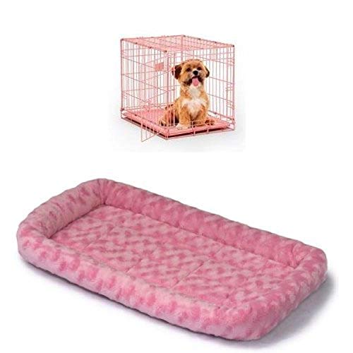 24-Inch Single Door Icrate With Fleece Bed, Pink #TOP23