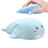 Wireless Mouse Cute Dolphin Shape Aesthetic Quiet Click Portable Lightweight Compact Silent Cordless USB Optical Mice for PC Laptop Computer Macbook Windows Kids Girl Women Men Office Travel Gift