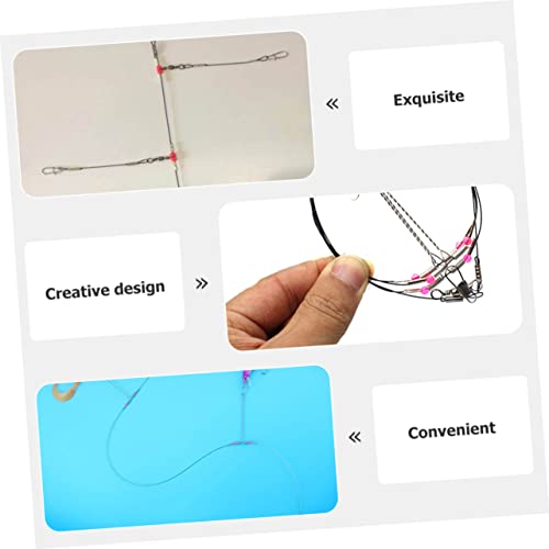 10 piezas línea de pesca acero inoxidable con clips rotatorios miniatura 7