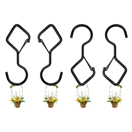 Taeekiy 10 Pcs 4 Inch S Hooks For Hanging, Windproof S Hooks Heavy Duty With Safety Buckles,S Hooks For Hanging Plants Outdoor Kitchen, Cup,Pot Rack Bathroom,Closet Hooks, Garden, Etc #TOP2