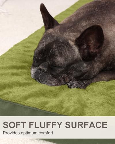 Image of KSIIA Orthopedic Dog Bed for Medium Dogs with Waterproof Lining,Green,29x18 | Deluxe Soft Plush Dog Crate Bed, Washable Pet Mat with Removable Cover & Egg Crate Foam for Medium Dogs Sleeping & Relaxing