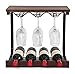 SODUKU Wine Racks Countertop Handmade Metal & Wood Wine Countertop Rack Wine Storage Shelf with 4 Bottle Cages & 6 Long Stem Glass Holder Walnut