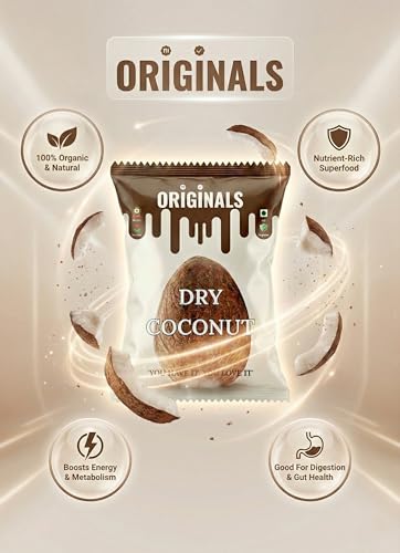 Image of ORIGINALS Premium Dry Coconut Whole (GIT /KHOPRA) 900g Natural Sun-Dried High Fibre Aromatic & Long Shelf Life Ideal for Cooking Sweets Coconut Milk