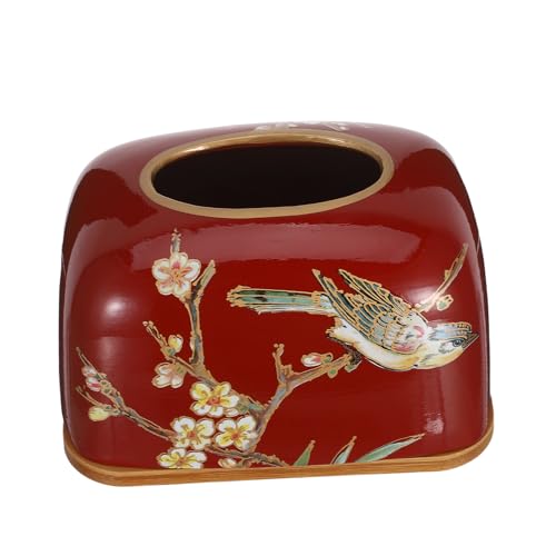 JHKNNK Copertura per Scatola Fazzoletti in Ceramica Artistica con Design Cinese Porta Fazzoletti Resistente in Porcellana per Tavolo da Pranzo e Arredamento Soggiorno