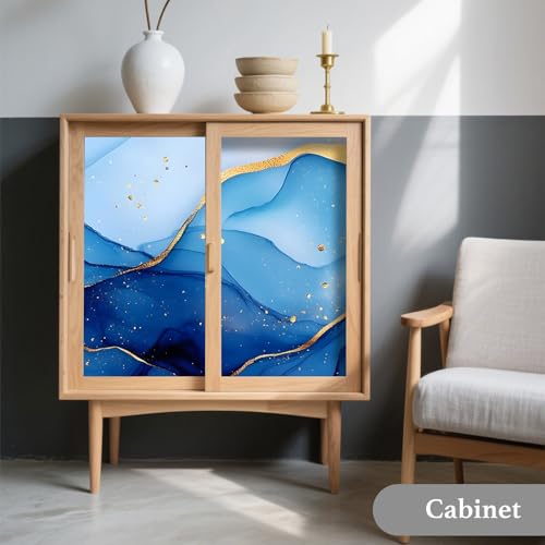 Image of Nuxovilar Blue Abstract Wave Wallpaper Peel Stick Vinyl 15.75x118.11