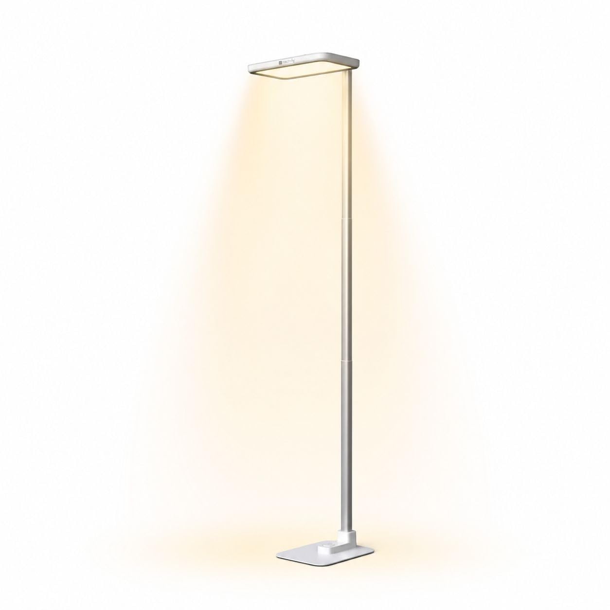 Techly 624322 Lampada LED da Pavimento Ricaricabile con Altezza Regolabile, Bianca Bianco