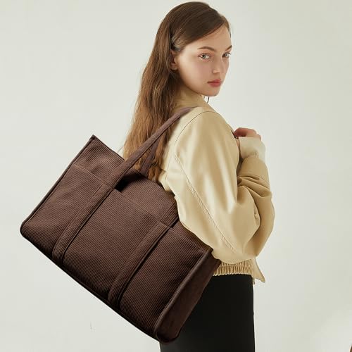 Bolso Tote de Pana Grande Casual con Portavasos 40oz miniatura 2