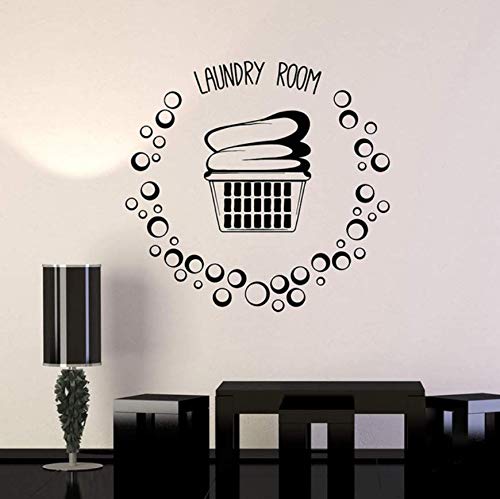 Wangyy Laundry Room Basket Clothes Bubbles Vinyl Wall Decal Home Decor Art Mural Removable Wall Stickers 57X60 cm