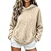 Generisch Hoodie Damen mit Leopardenmuster Langarm Kapuzenpullover Oversize Sweatshirt mit Taschen Einfarbig Pullover Basic Sport Pulli Teenager Mädchen Y2K Tops Leopard Hoody Herbst Winter