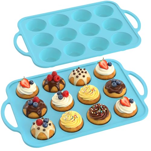 RCMo 2Pack Silicone Muffin Pan for Baking - Cupcake Pans with Metal Frame