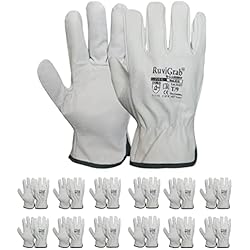 Ebay Guantes De Trabajo Ruvigrab - Guante de Trabajo de Piel de Flor Natural, Guantes para Jardinería, Guantes de Cuero, Guantes de Piel para Obra, Talla 10