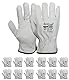 Ruvigrab - Packung mit 12 Paar Arbeitshandschuhe aus natürlichem Blumenleder | Gartenhandschuhe aus Leder | Lederhandschuhe für Bauarbeiten | Größe 9