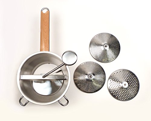 RSVP International Endurance Food Mill, Stainless Steel w/ Wood Handle | For Mashing, Straining & Grating Fruits & Vegetables | Easy to Clean | Applesauce, Tomato Sauce, Mashed Potatoes - Thumbnail 3