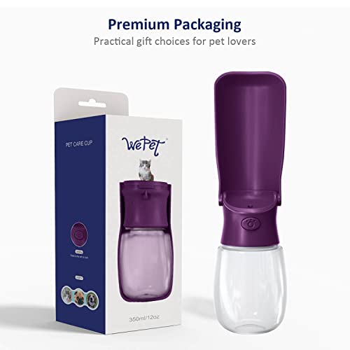 Image of WePet Foldable Portable Dog Water Bottle Puppy Water Dispenser with Drinking Feeder, 12 OZ, High-Temperature Resistant Leak Proof for Pets Outdoor Walking, Hiking, Travel, Food Grade Plastic BPA Free
