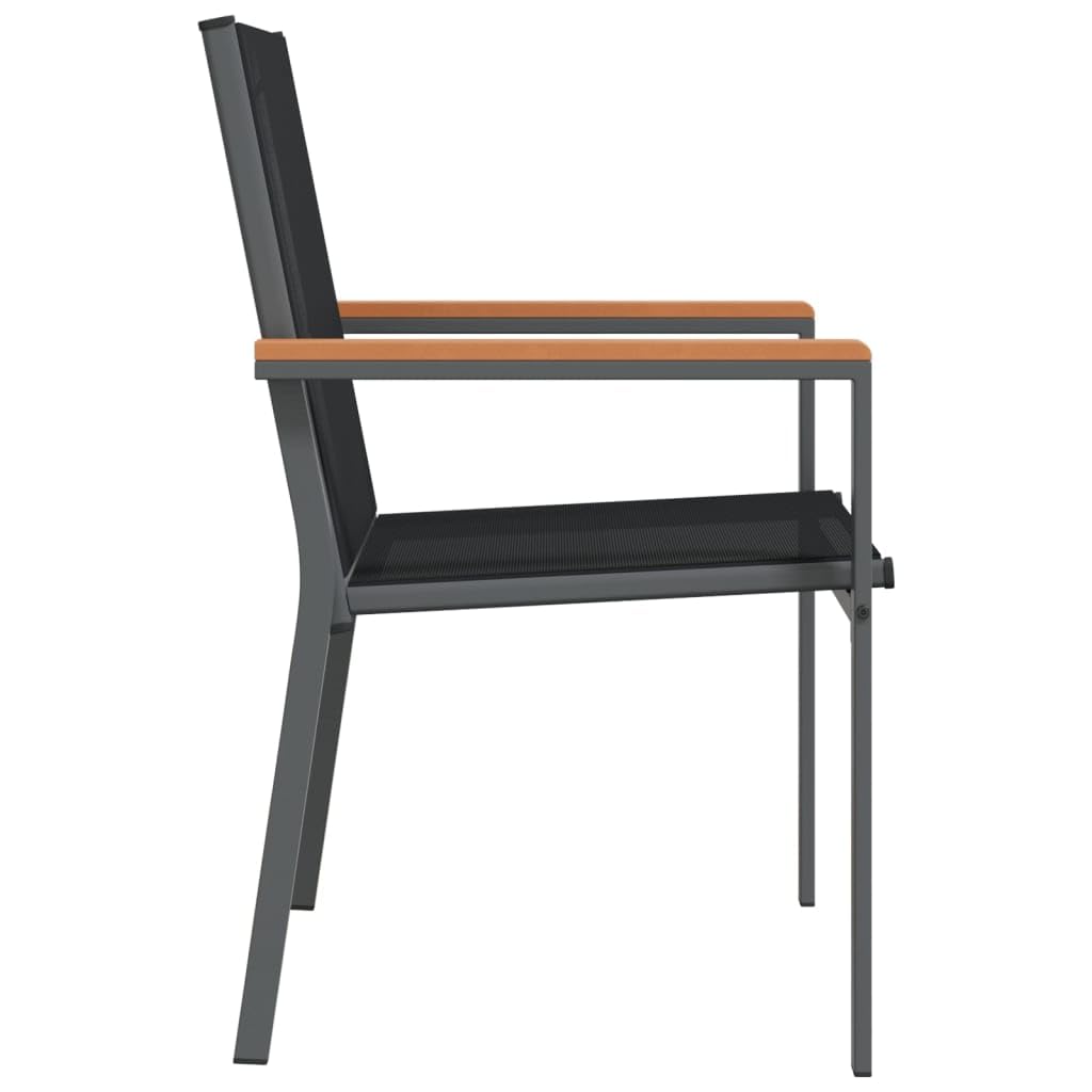 Lot De 2 Chaises De Jardin VidaXL Noir Textilène Acier - Sièges Extérieurs Patio Balcon