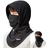 [Lavento] ネックウォーマー フェイスカバー 帽子 秋 冬 【全新通気孔デザイン採用・超極柔らか素材・調節コードつき】 目出し帽 メンズ ネックカバー フェイスガード 柔らかい 伸縮性 防寒 防風 首長タイプ ヘルメット対応 フリーサイズ アウトドア スポーツ スキー バイク 自転車 通勤 通学 男女兼用 (ブラック)