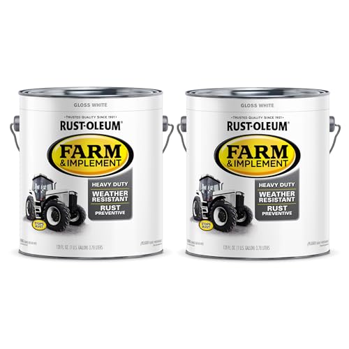Image of Rust-Oleum 280166-2PK Farm & Implement Enamel Paint, Gallon, Gloss White, 2 Pack