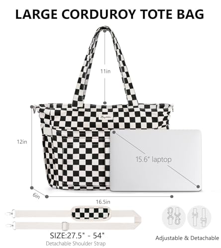 Corduroy Tote with 17 Pockets