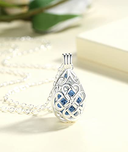 INFUSEU Celtic Jewelry for Women Essential Oil Diffuser Necklaces Aromatherapy Gifts Lava Rock Stone Irish Knot Teardrop Pendant Aroma Perfume Spiritual Items for Meditation Yoga - Image 3