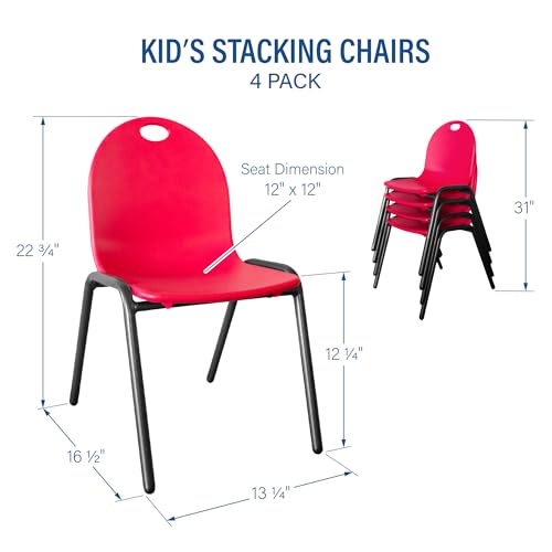 Backyard Discovery 12" Kid's Stacking Chairs-4 Pack-Red - image 3