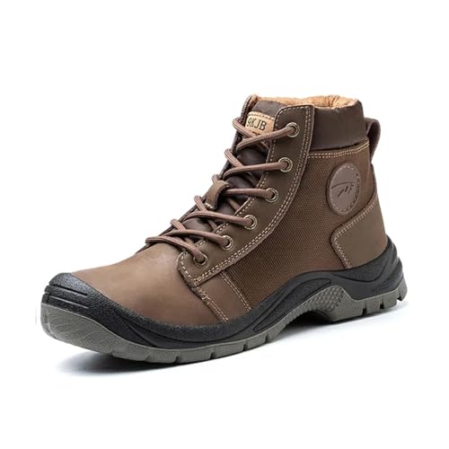 MlYJmer Zapatos de Seguridad Hombres Anti-Smashing, Anti-Punta, Deportes Antideslizante Acero Toe Botas de Trabajo para Las Mujeres,Marrón,48 EU