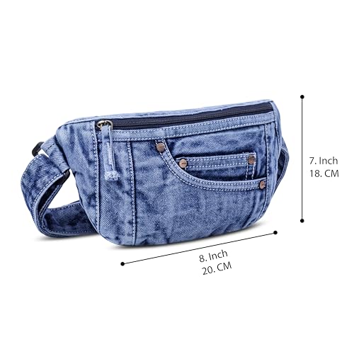 Image of ZAINTO Premium Denim Fanny Pack | Upcycled Waist Bag for Men & Women | Adjustable Slim Chest Bag | Eco-Friendly Lightweight Jeans Waist Pouch (Style 1)