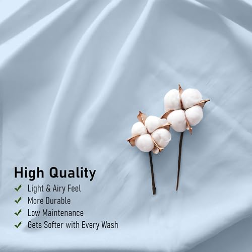 RUVANTI 100% Cotton Twin Sheets Set, 3 Pieces, Soft & Breathable Percale Weave Bedding, Deep Pocket 16", Hotel Standard, Crisp Cool Feel, Durable, Perfect Dyed Bed Sheet, Baby Blue
