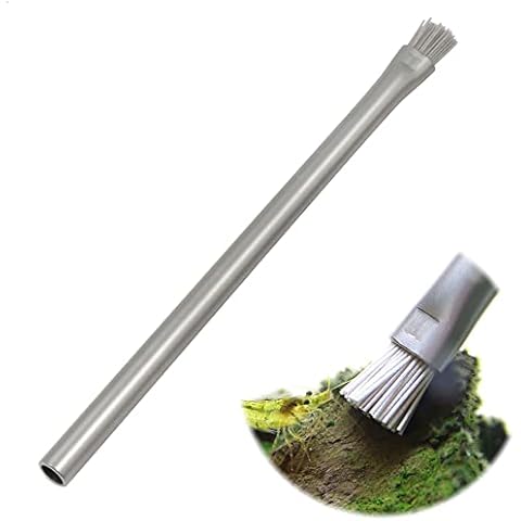 duozoanz Algenschaber Aquariumschaber Aquarium Brush Algenbürste - Kiesbesen Glas Reiniger Werkzeug aus Edelstahl für Fischbecken Kies Algen Reinigungswerkzeuge Aquariumzubehör, 15cm, Silber Cover