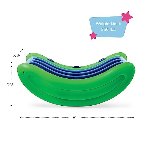 Hearthsong Rock With It!™ Giant 6-Foot Inflatable Curved Rocker, 6’L X 3½’W X 2½’H Seesaw, Durable Vinyl, Repair Patch Kit Included, 250 Lbs. Ages 4 And Up #TOP2