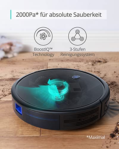 eufy by Anker Saugroboter RoboVac 11S MAX, Roboterstaubsauger mit BoostIQ, extrem schlank, 2000Pa Saugkraft, geräuscharm, selbstaufladend, mit 3 Reinigungsstufen, für Hartböden bis mittelhohe Teppiche - 2