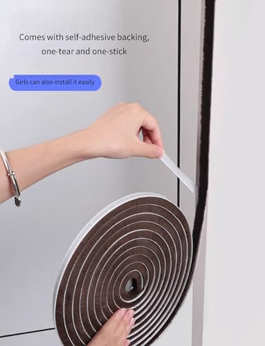 Burlete adhesivo marrón para puertas, 9 mm, solución eficaz de ahorro de energía, reducción de ruido, fácil instalación, ideal para ventanas de guillotina