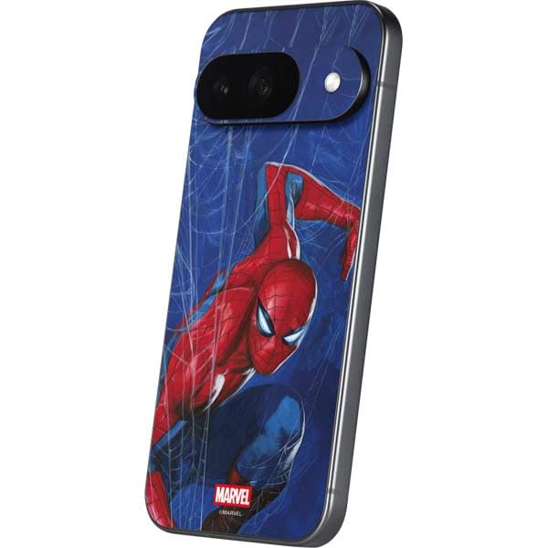 Skinit Decal Phone Skin Compatible with Google Pixel 9 - Officially Licensed Marvel Spiderman World of Webs Design