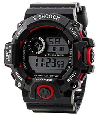 Squirro S-Shock Digital Kids Watch for Boys (Black Colored dial and Strap) [7-15 Years]