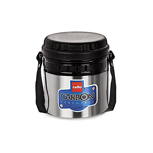 Image of Cello Carbon Insulated 2 Container Lunch Carrier, Black