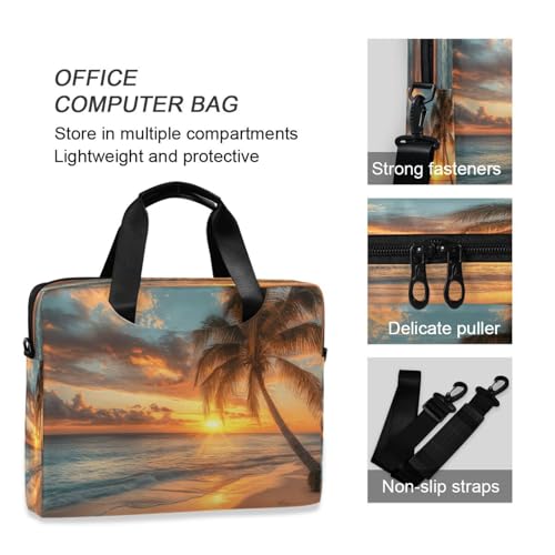 Ocean Sea Beach Palm Tree 15.6 Inch Laptop Bag Briefcase for Business, Water-Resistant Computer Bag Fits 14-16 Inch Notebook for Men Women, Office Travel Work Backpack4