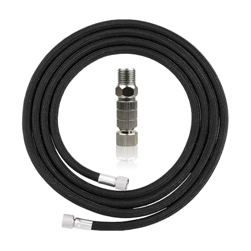 SRJQXH 3 Metros Manguera de Aerógrafo, Negro Manguera de Nailon para Aerógrafo, Mangueras Compresor Aire, con Juntas Estándar G1/8 en Ambos Extremos, con Acoplamientos Rápidos G1/8