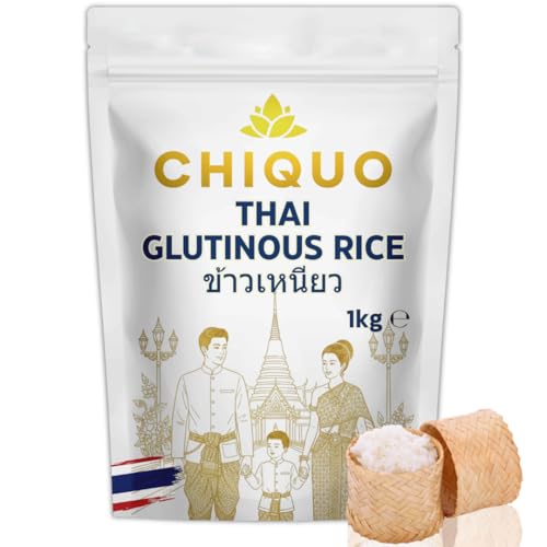 Chiquo Thai Glutinous Rice 1kg | Premium Sticky Rice for Mango Sticky Rice Sushi & Asian Dishes | Authentic Thai Sweet Rice | Sticky White Rice | Product of Thailand