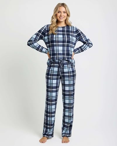 Image of Real Essentials 2 Pack: Women's Long Sleeve Pajama Sets - Soft Comfy 2 Piece PJ Set Matching Ladies Sleepwear (Plus Size)