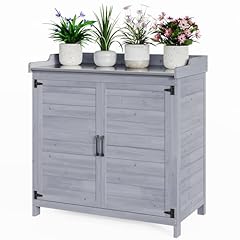 Bealife Tavolo da giardino con mobiletto base, mobiletto da giardino con piano di lavoro con 1 ripiano mobile per uso interno ed esterno (grigio, 98 x 48 x 95 cm)